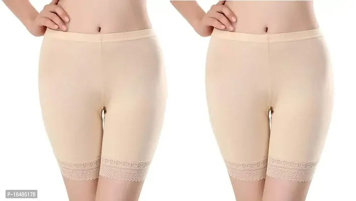 Shoppy Villa Women's/Girl's Safety Cycling Under Skirt Shorts Cotton Lycra Stretchable Lace Shorts