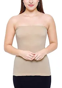 Shoppy Villa Women's/Girl's Strapless Stretchable Long Bandeau Tube Top Camisole Free Size (Beige (Pack of 3))-thumb1