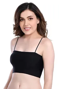 SHOPPY VILLA Women's Cotton Polyester, Nylon, Polyester Lightly padded Wire Free Regular Bra (1888 BLACK_Black_Free Size)-thumb2