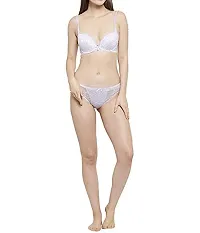 Shoppy Villa Women's Wedding Panty Bra Set Undergarments Set Lingerie  Honeymoon Push-Up Underbody Polyamide Set for Women (White-36)-thumb3