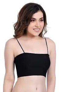 SHOPPY VILLA Women's Cotton Polyester, Nylon, Polyester Lightly padded Wire Free Regular Bra (1888 BLACK_Black_Free Size)-thumb3