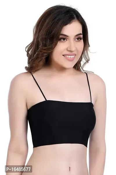 SHOPPY VILLA Women's Cotton Polyester, Nylon, Polyester Lightly padded Wire Free Regular Bra (1888 BLACK_Black_Free Size)-thumb4