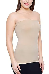 Shoppy Villa Women's/Girl's Strapless Stretchable Long Bandeau Tube Top Camisole Free Size (Beige (Pack of 3))-thumb2