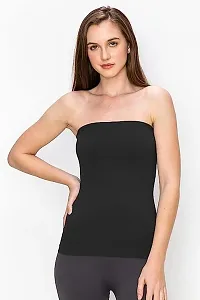 Shoppy Villa Women's/Girl's Strapless Stretchable Long Bandeau Tube Top Camisole Free Size (Black)-thumb4