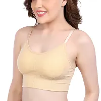 Shoppy Villa Bralette Bra for Women's Cotton Padded Full Coverage Removable Pads Everyday Bra for Women Free Size Cami Bra (Skin)-thumb3