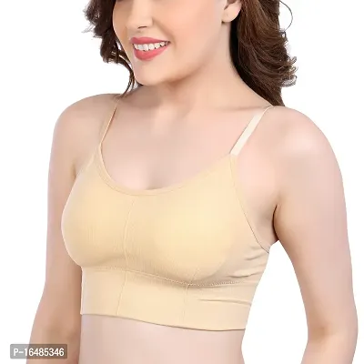 Shoppy Villa Bralette Bra for Women's Cotton Padded Full Coverage Removable Pads Everyday Bra for Women Free Size Cami Bra (Skin)-thumb4