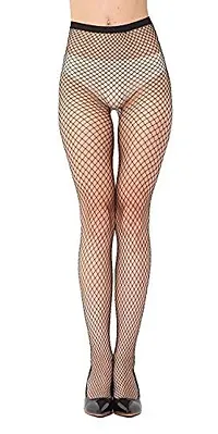 Geeta Laxmi Women's High Waist Lace Fishnet Lingerie Stockings (Black, Free size) - Pack of 2-thumb1