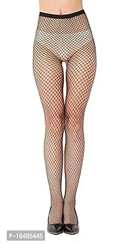 Geeta Laxmi Women's High Waist Lace Fishnet Lingerie Stockings (Black, Free size) - Pack of 2-thumb2