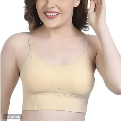 Shoppy Villa Bralette Bra for Women's Cotton Padded Full Coverage Removable Pads Everyday Bra for Women Free Size Cami Bra (Skin)