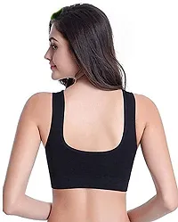 SHOPPY VILLA Women's Cotton and Elastane Non Padded Racer Back Double Layered Sports Bra, Pack of 2, Black-White, Free Size-thumb2