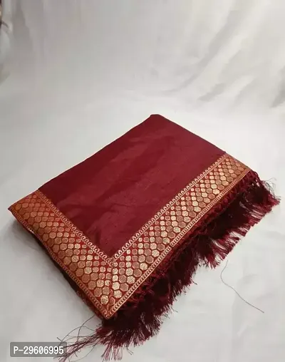 Stylish Cotton Maroon Zari Saree with Blouse Piece-thumb0