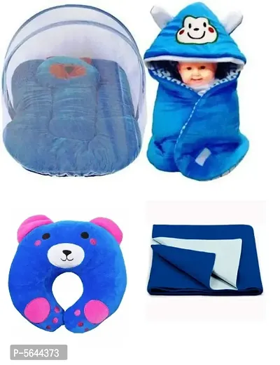 combo of  baby bed mosquito net with baby packer, 1 baby pillow and drysheet (50*70) cm-thumb0