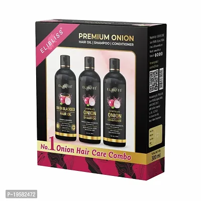 Elibliss Onion Hair Care Combo Kit for Hair Fall Control and Hair Growth | Premium Onion Shampoo 100 ml + Onion Conditioner 100 ml + Black Seed Hair Oil 100 ml-thumb2