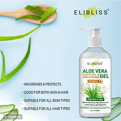 Aloe Vera Gel For Face, with Pure Aloe Vera  Vitamin E for Skin and Hair - 300ml-thumb5