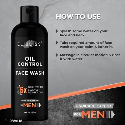 Elibliss Men Oil Control Face Wash for Anti-Pollution, Deep Cleansing - Paraben Free 100 ml-thumb2