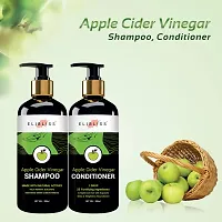 ELIBLISS Apple Cider Vinegar Shampoo + Conditioner 300 ml No Mineral Oil, For Men and Women-thumb1