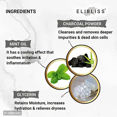 Elibliss Activated Charcoal Home Made Bath Soap for Deep Clean and Anti-pollution Effect-thumb2