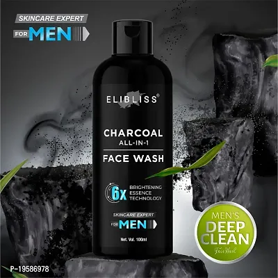 Elibliss Activated Charcoal Face Wash for Men Skin Whitening, Anti-Pollution Deep Clean 100 ml-thumb2