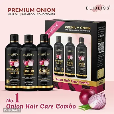 Elibliss Onion Hair Care Combo Kit for Hair Fall Control and Hair Growth | Premium Onion Shampoo 100 ml + Onion Conditioner 100 ml + Black Seed Hair Oil 100 ml-thumb3