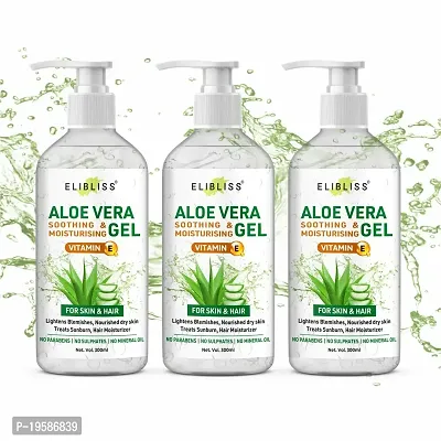 Elibliss Aloe Vera Gel for Glowing Skin, Reducing Pimple Marks and Acne Pack of 3