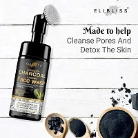 Elibliss Charcoal Foaming Face Wash with Built-In Face Brush for Deep Cleansing - No Parabens, Sulphate, Silicones  Color 150 ml-thumb1