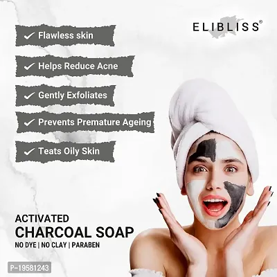 Elibliss Activated Charcoal Home Made Bath Soap for Deep Clean and Anti-pollution Effect-thumb5