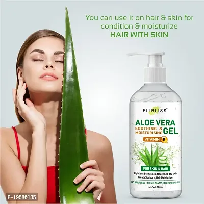 Aloe Vera Gel For Face, with Pure Aloe Vera  Vitamin E for Skin and Hair - 300ml-thumb4