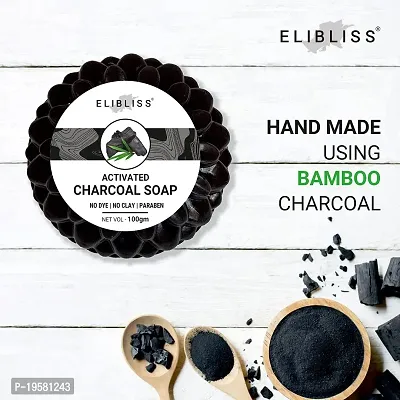 Elibliss Activated Charcoal Home Made Bath Soap for Deep Clean and Anti-pollution Effect-thumb4