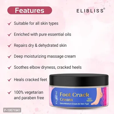 Elibliss Foot Care Cream for Rough, Dry and Cracked Heels | Wellness Foot Care Cream Moisturizes and Soothes Feet 50gm-thumb2