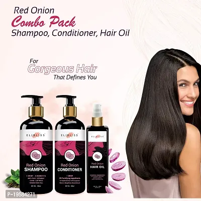 ELIBLISS Red Onion ( Shampoo + Conditioner + Hair Oil ) (300ml+300ml+200ml)-thumb3