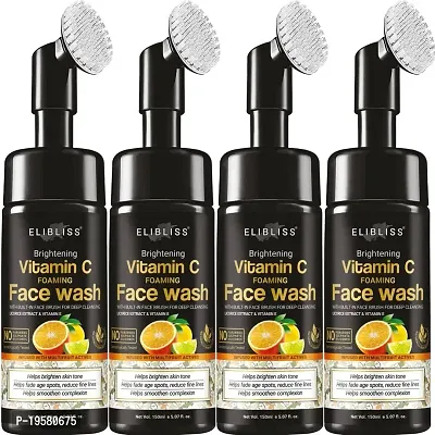 ELIBLISS Brightening Vitamin C Foaming Face Wash With Built-In Face Cleanser Brush For Deep Cleansing 150 ml