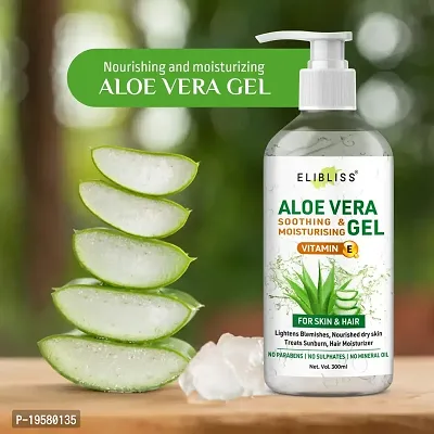 Aloe Vera Gel For Face, with Pure Aloe Vera  Vitamin E for Skin and Hair - 300ml-thumb3