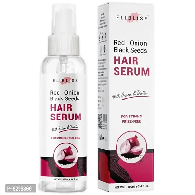 Elibliss Red Onion Black Seeds Hair Serum For Silky and Smooth Hair, Tames Frizzy Hair, with Onion and Biotin for Strong, Tangle Free and Frizz-Free Hair 100 ml