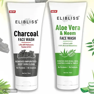 Elibliss Removes Dirt  Acne Control Naturals Charcoal  Neem Aloe Vera Men  Women Dry Skin Face Wash-thumb0