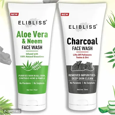 ELIBLISS Tan Removal and Skin Brightening Charcoal and Neem Face Wash