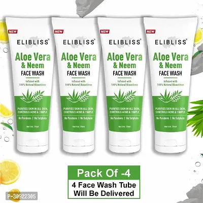 ELIBLISS Neem and Aloe Vera for Pimples, Dry  Oily Skin-Tube Face Wash