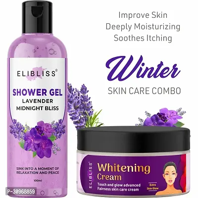 Elibliss Lavender Shower Gel with Skin Whitening Cream Combo Kit