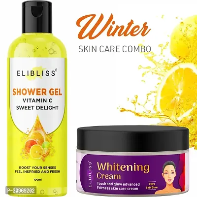 Elibliss Vitamin C Shower Gel with Skin Whitening Cream Combo Kit