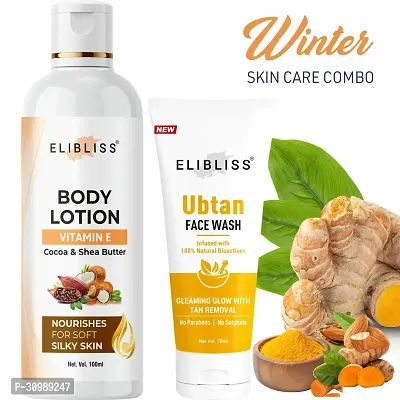 Elibliss Cocoa Advanced Nourishing Body Lotion +  Ubtan Clean  Brighten Face Wash