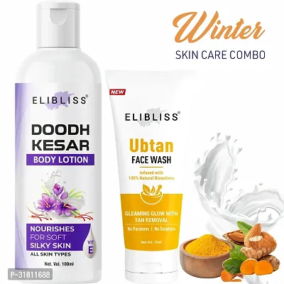 Elibliss Doodh  Kesar Body Lotion with  Ubtan Face Wash for Skin Brightening-thumb0