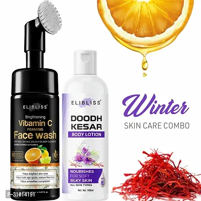 Elibliss Vitamin C Face Wash + Doodh  Kesar Advanced Nourishing Body Lotion for All Skin