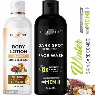 Elibliss Cocoa  Shea Butter Body Lotion with Men Dark Spot Removal Face Wash for Intense Clean