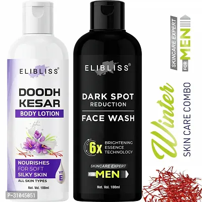 Elibliss Doodh Kesar Body Lotion for Dry Skin with Dark Spot Face Wash for All Skin