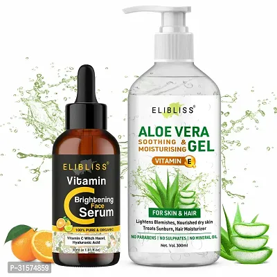 Aloe Vera Gel and Vitamin C Serum Combo for Radiant and Nourished Skin