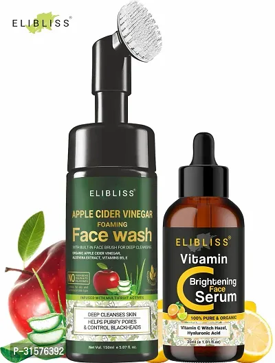 Elibliss Apple Face Wash Vitamin C Serum for Refreshing and Deep Cleansing Skin