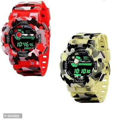 Emartos Combo of 2 Digital Multicolour Black dial Sport's Men's and Boy's Watch (Red,Yellow)