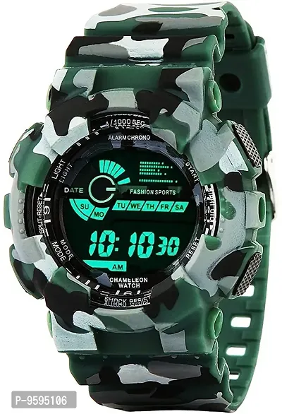 Emartos Digital Black Sports Watch for Men's and Boys (Pack of 2)(Green, White)-thumb2