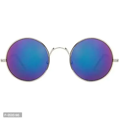 Emartos Gandhi Round Shape UV Protection Sunglasses/Frame For Men & Women (Silver)-thumb0