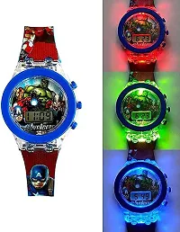 Emartos Digital 7 Color Disco Glowing Light Watch for Kids | Boy's Watch | (Marvels Avengers - Red  Blue Color) | Kids Watch for 2-8 Years Old-thumb3