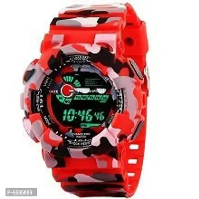 Emartos Combo of 2 Digital Multicolour Black dial Sport's Men's and Boy's Watch (Blue,Red)-thumb2